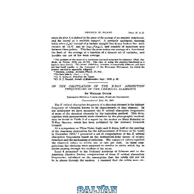 دانلود کتاب On the Calculation of the X-Ray Absorption Frequencies of the Chemical Elements